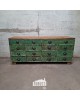 Houten ladekast groen patina