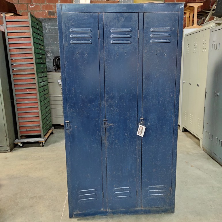 Verbinding Verdachte Mechanica Blauwe Metalen 3 Deurs Locker Hangkast