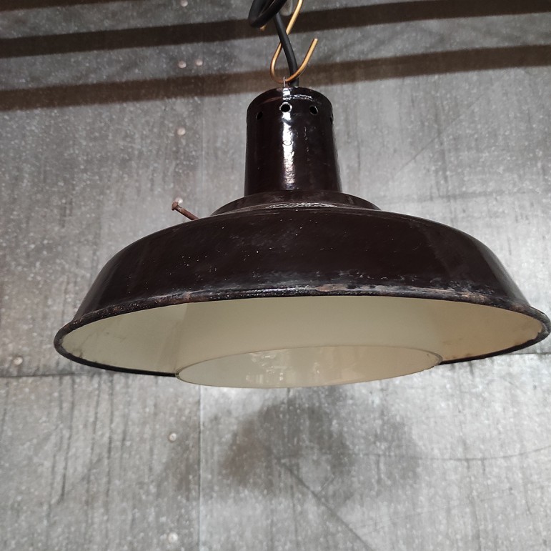 Hanglamp Bruin Melkglas Fabriekslamp