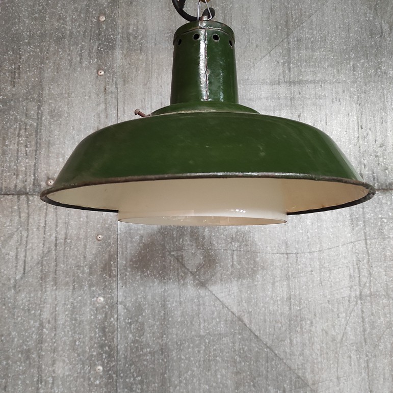 Emaille Hanglamp met glazen...