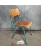 Vintage Schoolstoel blauwgroen