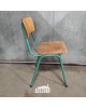 Vintage Schoolstoel blauwgroen